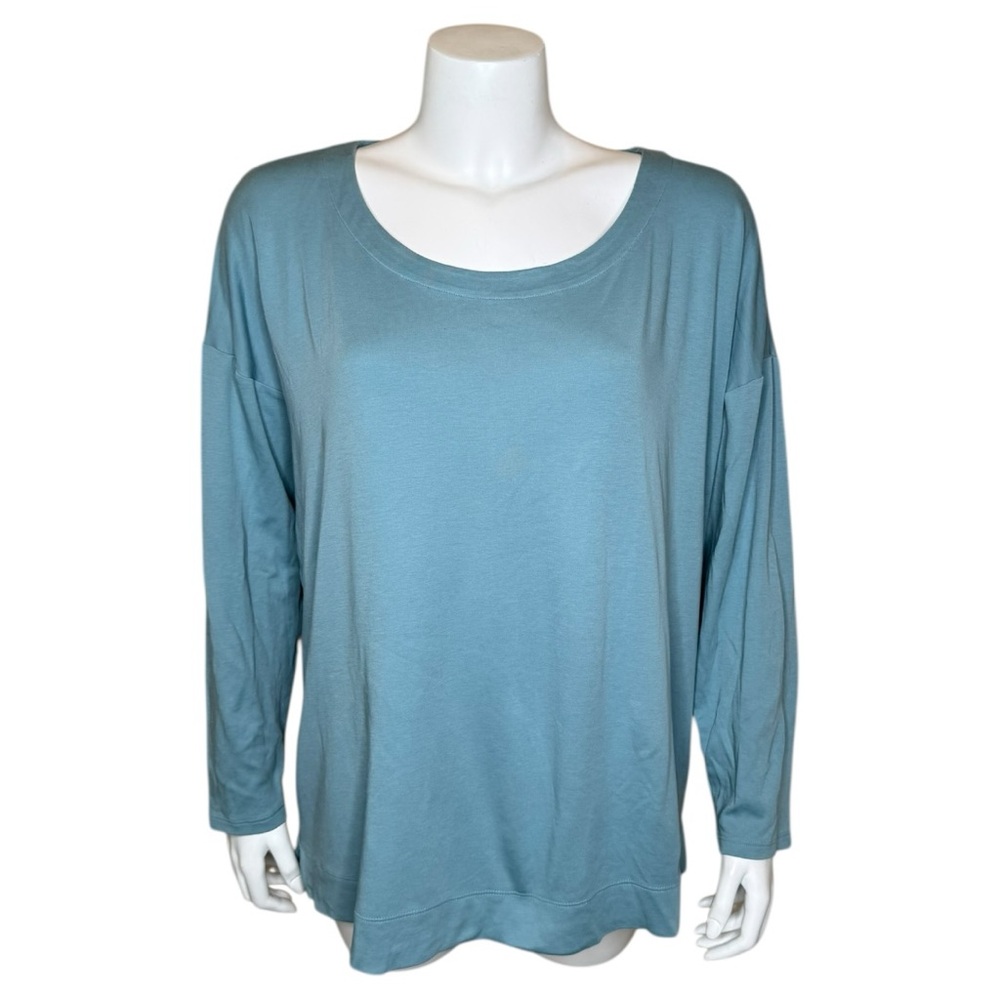 J Jill Simply Supima Scoop-Neck Tunic Top L Petite LP Blue